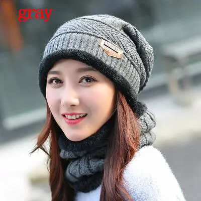 Scarf hat BINGYUANHAOXUAN,, мужские теплые шапки, шапка, шарф, зимняя шерстяная шапка, трикотажные мужские шапки, дамские вязаные шапки-бини, женские шапки, милитари - Цвет: Scarf hat