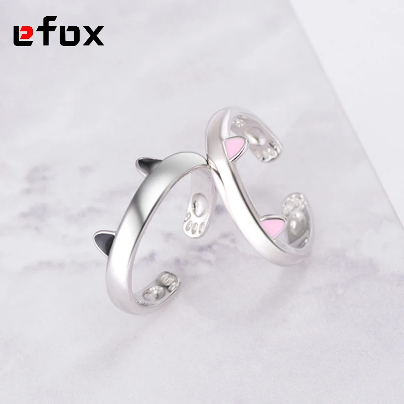 Кольцо с кошачьими ушами из стерлингового серебра 925 пробы милое дизайнерское