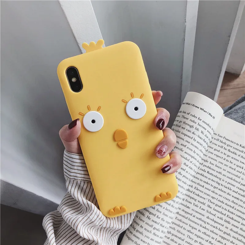 Горячие милые 3D мультфильм желтый цыпленок телефонные чехлы для iPhone X XR XS MAX