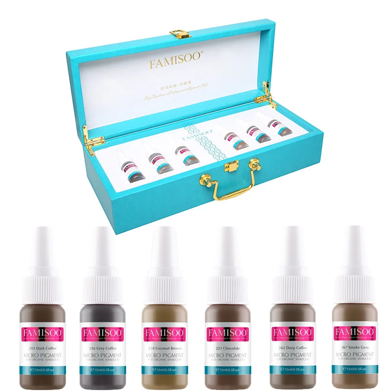 Микроблейдинг для бровей FAMISOO 6 цветов пигмент перманентного макияжа помада