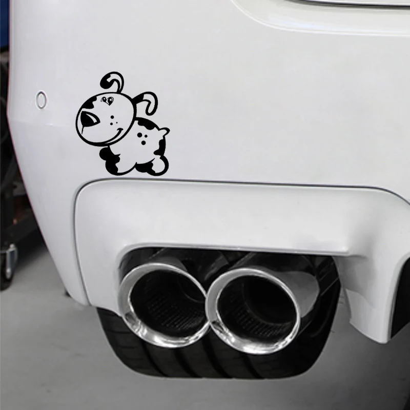 

YJZT 14CM*13.5CM Puppy Dog Sticker Cute Car Vinyl Animal Decal Black/Silver C10-00237