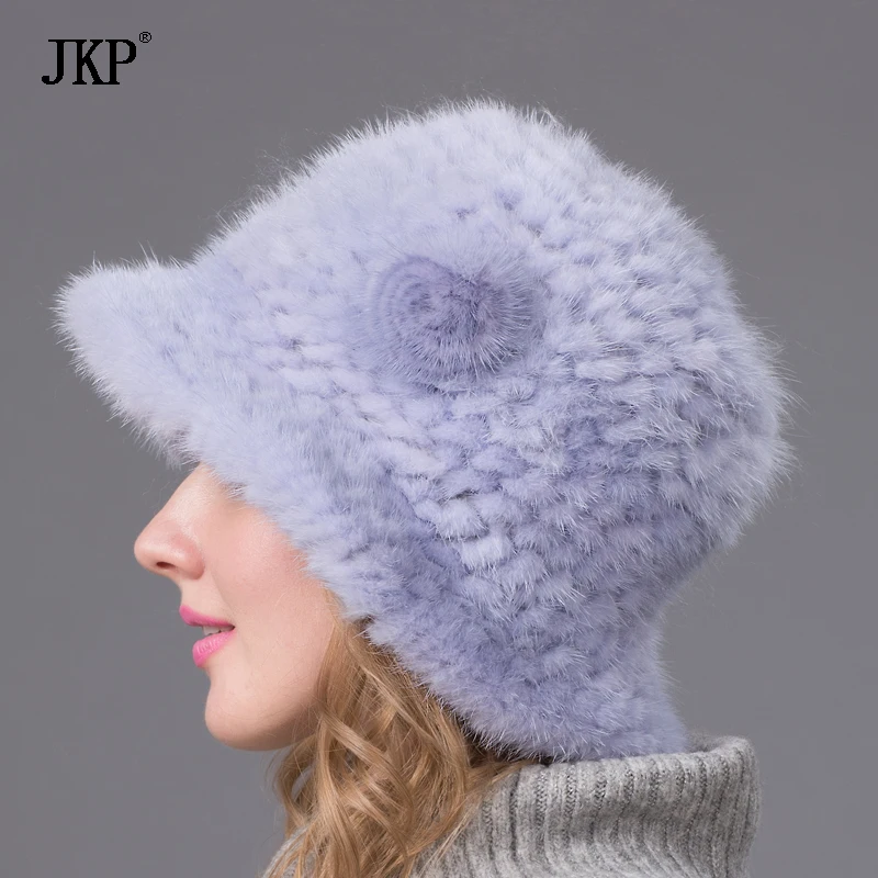 Новое поступление 100% Высокое качество вязаная шапка из настоящего норкового