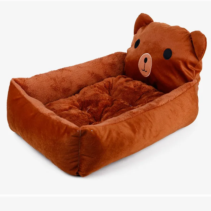 brown bear Новые кровати и коврики для кошек из мультфильма, Уютная теплая мягкая флисовая кровать, диван для маленьких собак, кошек, моющаяся кошка, котенок, домик для домашних животных - Цвет: brown bear