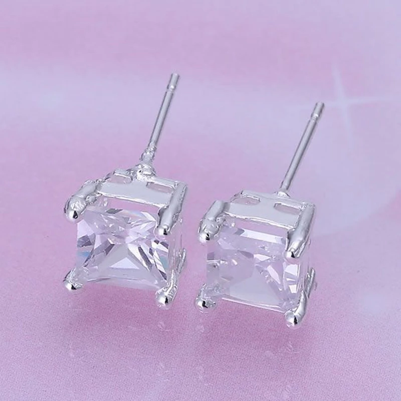 Модные ювелирные изделия для женщин 925 посеребренные серьги квадратные белый