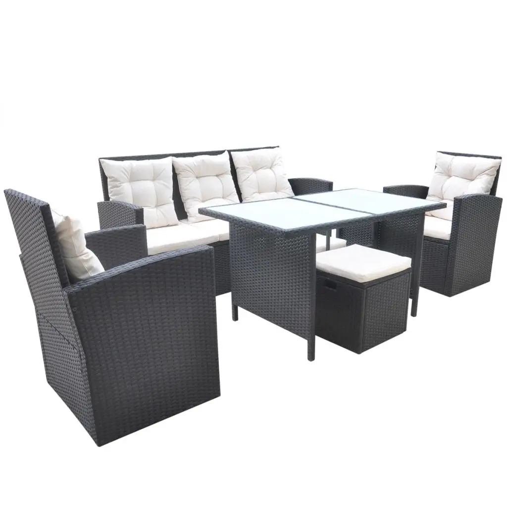 VidaXL 18 шт. открытый обеденный набор поли ротанга черный|poly rattan|outdoor dining setoutdoor |