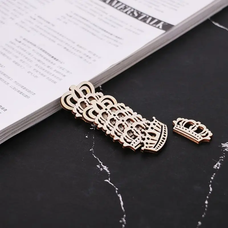 25 шт. лазерная резка дерева украшение деревянная Корона Форма Ремесло Свадебный