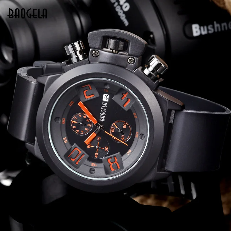 Модные мужские наручные часы с хронографом роскошный силиконовый ремешок