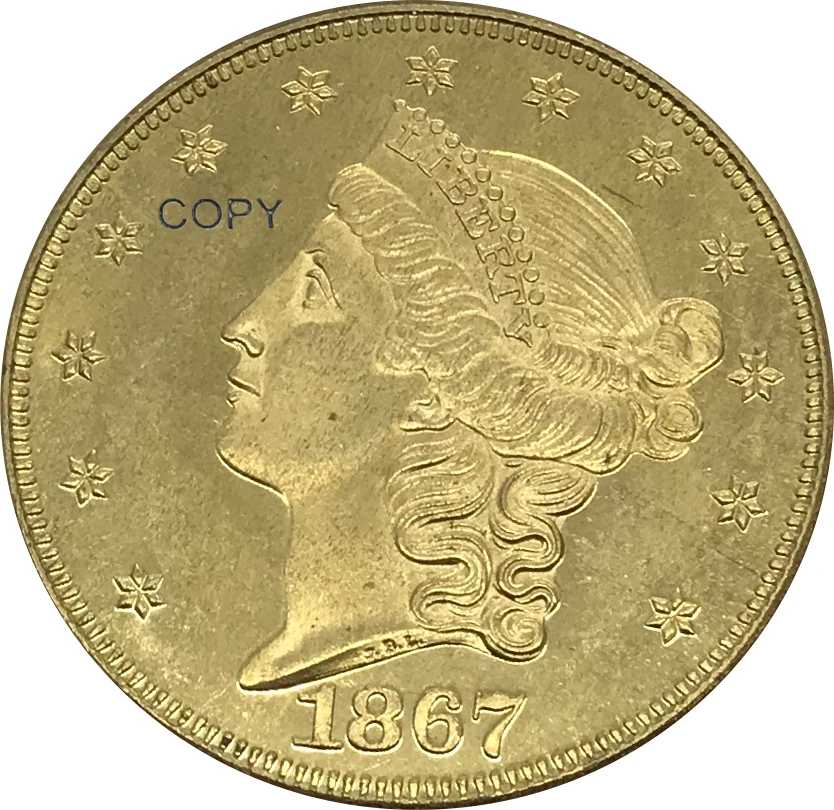 

Есть девиз 1867 США 20 долларов Liberty Head Double Eagle gold coin латунные коллекционные монеты