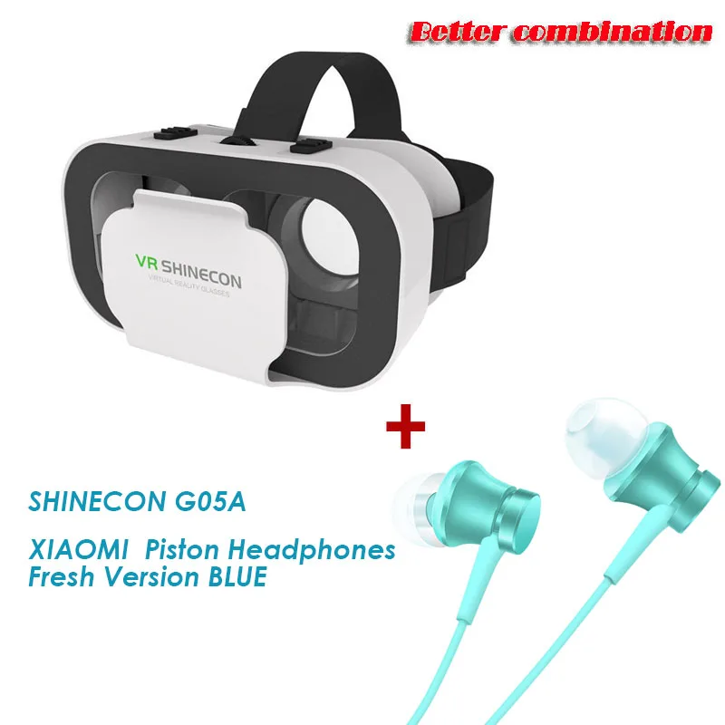 VR SHINECON G05A 3D VR очки гарнитура для 4,7-6,0 дюймов Android iOS смартфонов - Цвет: w Headphones blue