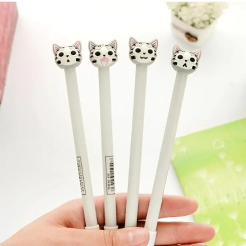 10 шт./лот Креативное милое мультфильм сыр кошка гелевая ручка с черными чернилами 0 5 мм Фирменная Милая