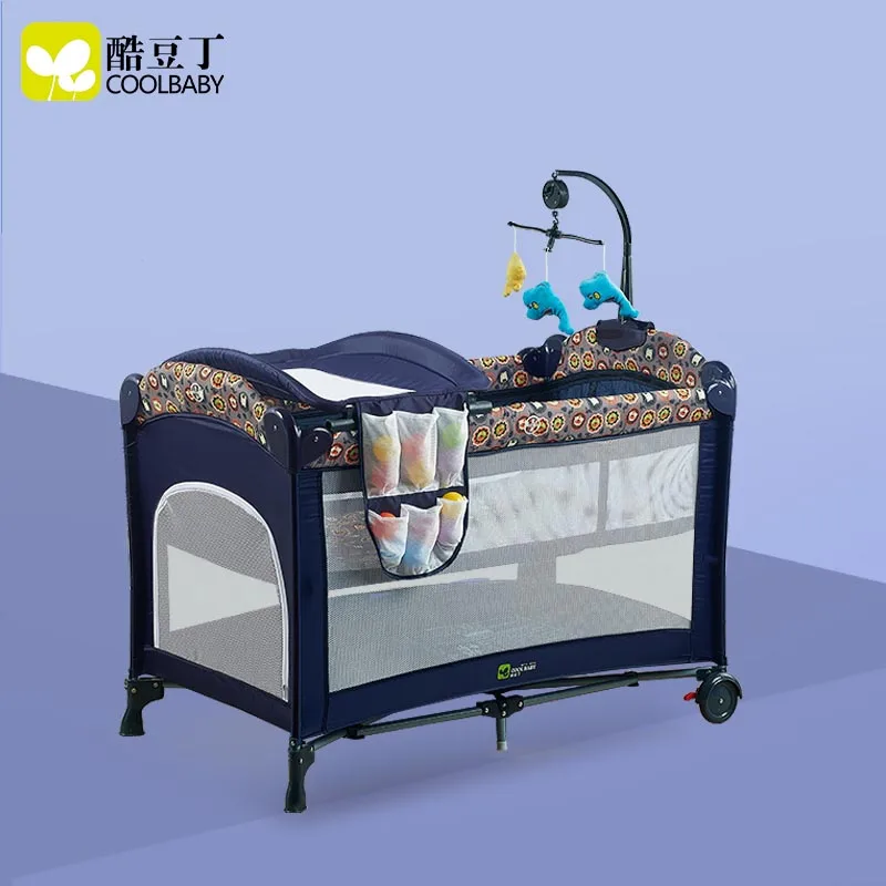 COOLBABY детская кроватка складная переносная кроватка шейкер для новорожденных по России - Цвет: Темно-синий