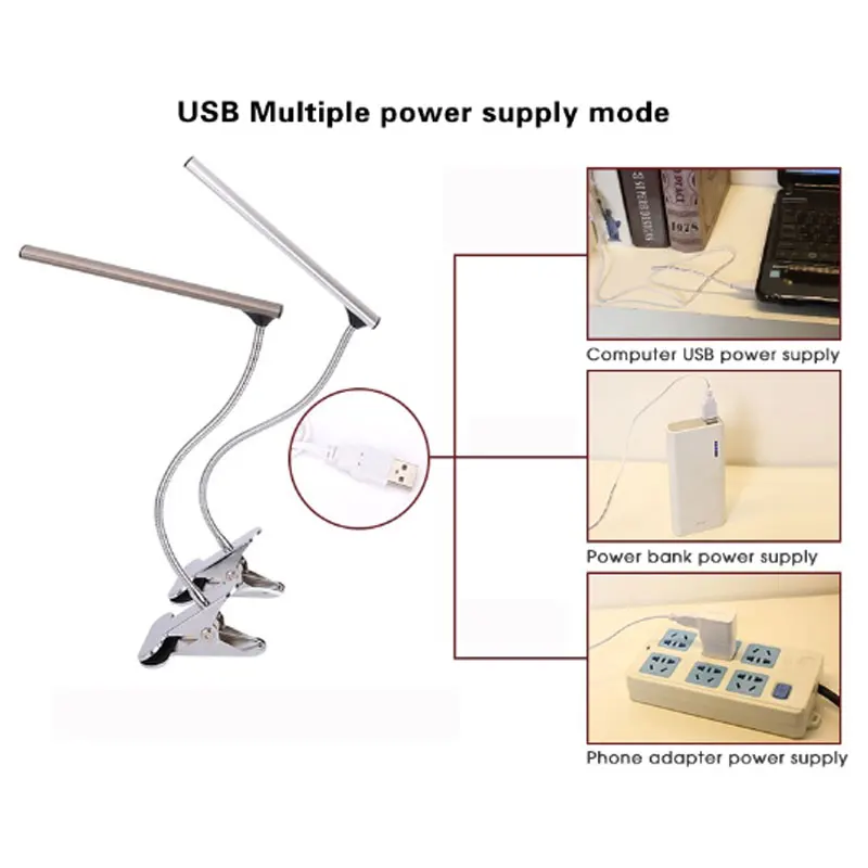 Настольная лампа с зажимом Led Luminaria De Mesa USB порт для студенческого стола спальни