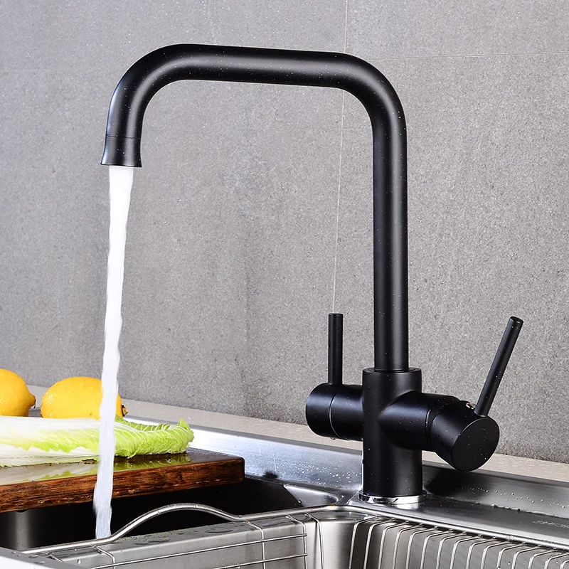 new style Double Bending Black Water Purification Tap Kitchen sink Design 360 Degree Rotation Faucet Dual Handle | Обустройство дома