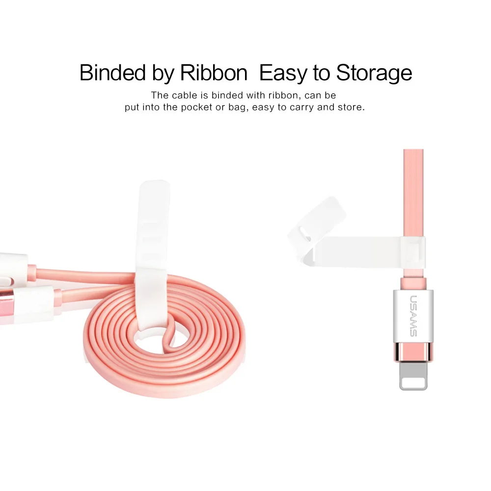 Для iphone 5 5S Usb кабель USAMS 1 м 3Ft сплава цинка 2.1A лапша usb-зарядное устройство