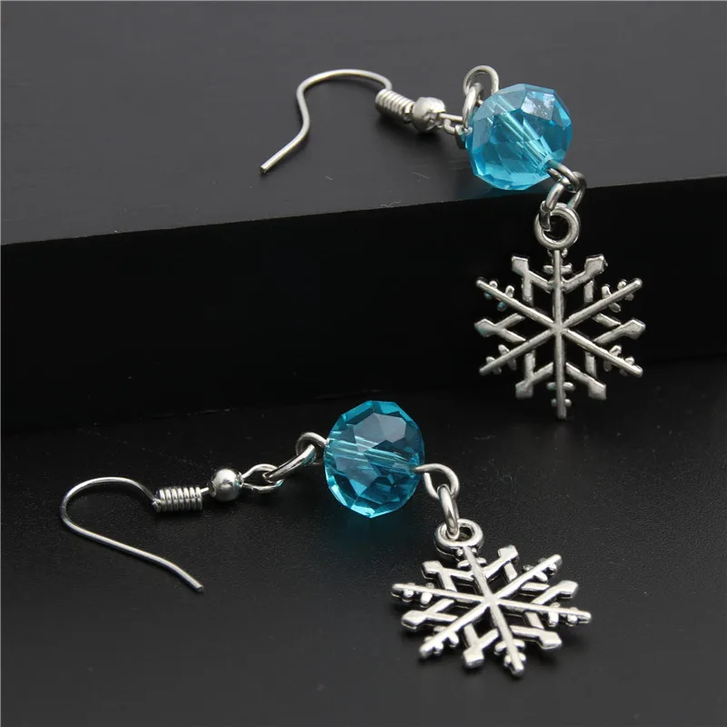 1pair Snow Flake Statement Drop Earrings For Women Earring Silver Color Snowflake Ears Bijoux Shipping E2119 | Украшения и