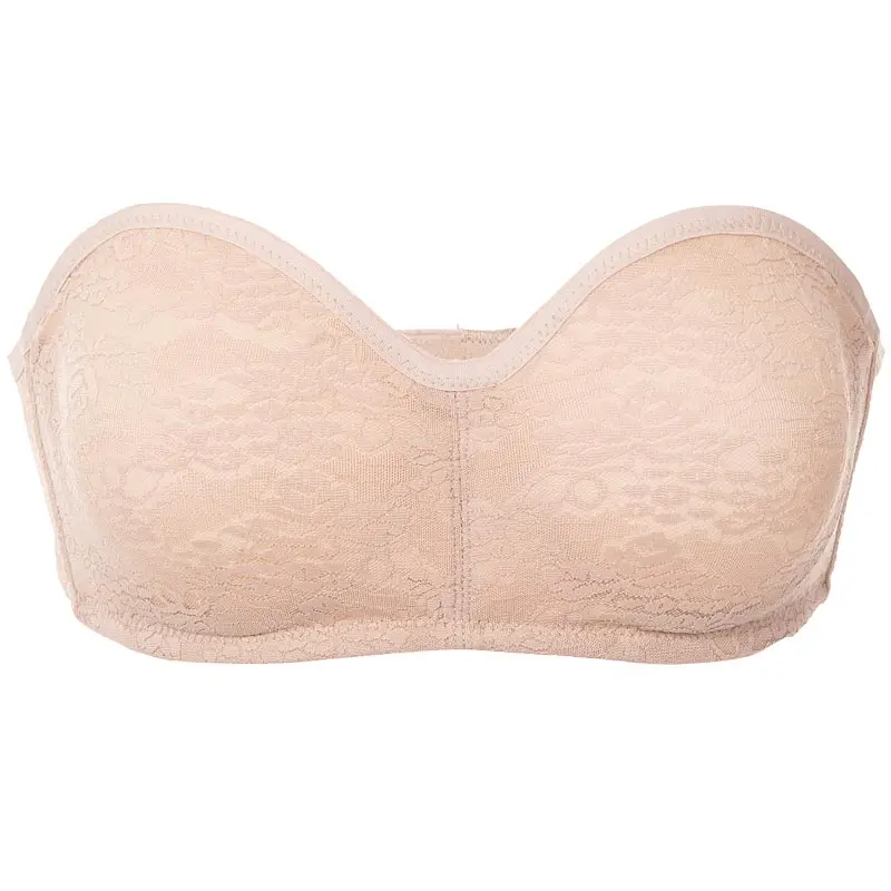Beige02 DOBREVA Sexy Lace Backless Bras For Women Lingerie Brassiere Full Cup Invisible Multiway Strapless Bra Underwear - Цвет: Beige02