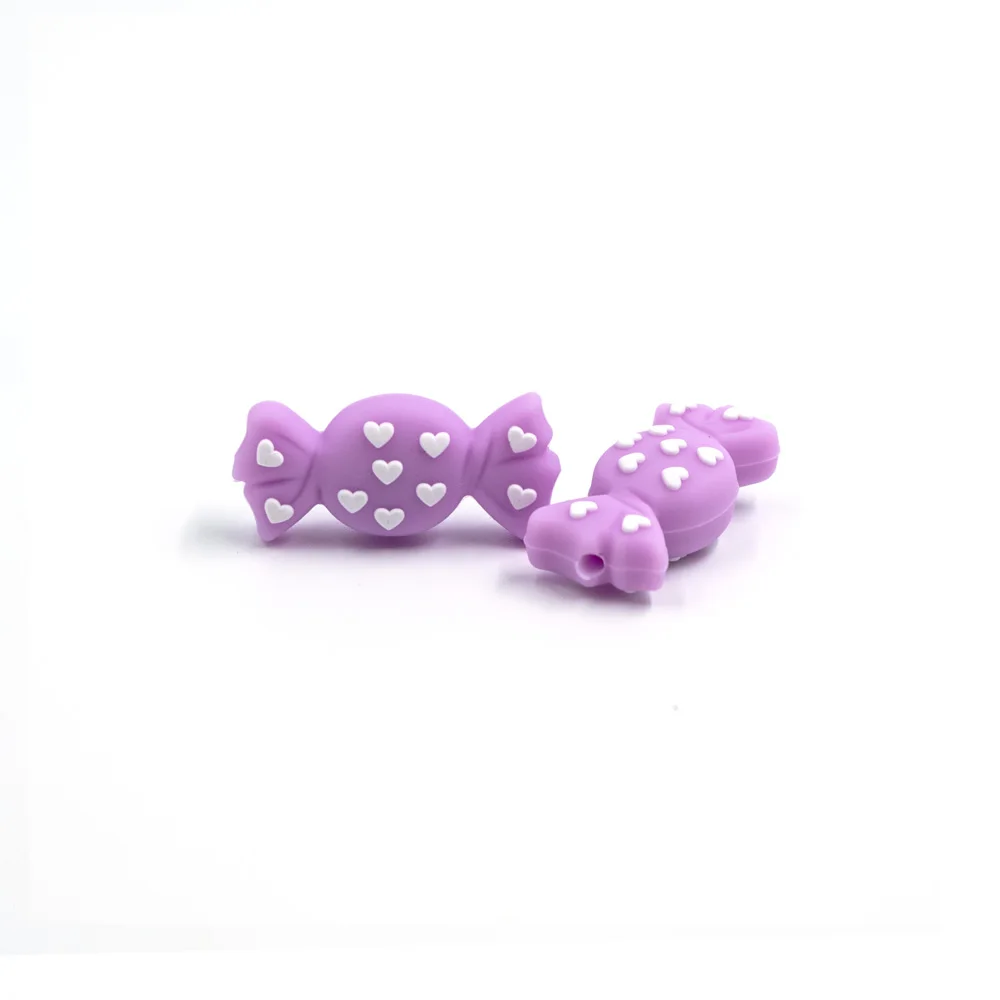 Lilac 6 шт мультфильм конфеты Силиконовые Бусины Пищевой Perles силиконовые Bebe детский аксессуар для прорезывания зубов аксессуары Прорезыватель бусины Mordedor - Цвет: Lilac