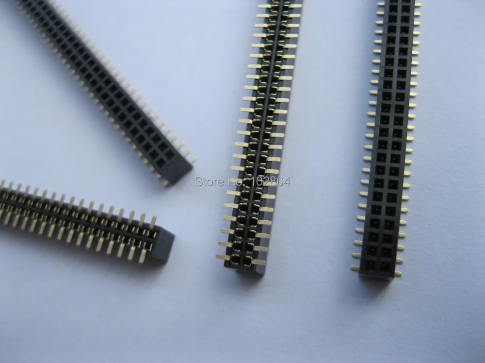 100 шт. позолоченные штырьковые разъемы SMD SMT 1 27 мм 2x40 80 контактов двухрядные полосы