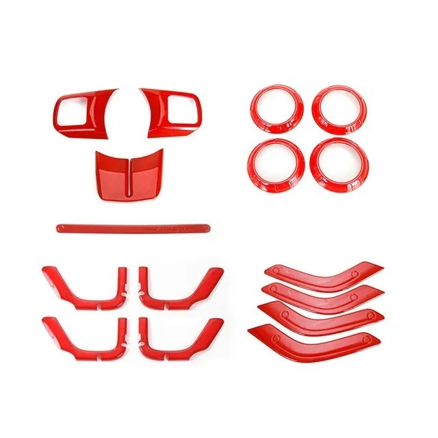 16 pcs red MOPAI молдинги для салона, красный набор для украшения салона автомобиля, наклейки для Jeep Wrangler JK 2011-, автомобильные аксессуары, Стайлинг - Название цвета: 16 pcs red