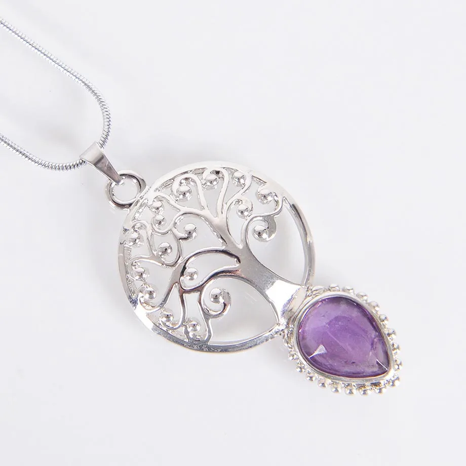 Ожерелье с подвеской в виде капли воды из натурального камня розовые Кварцевые