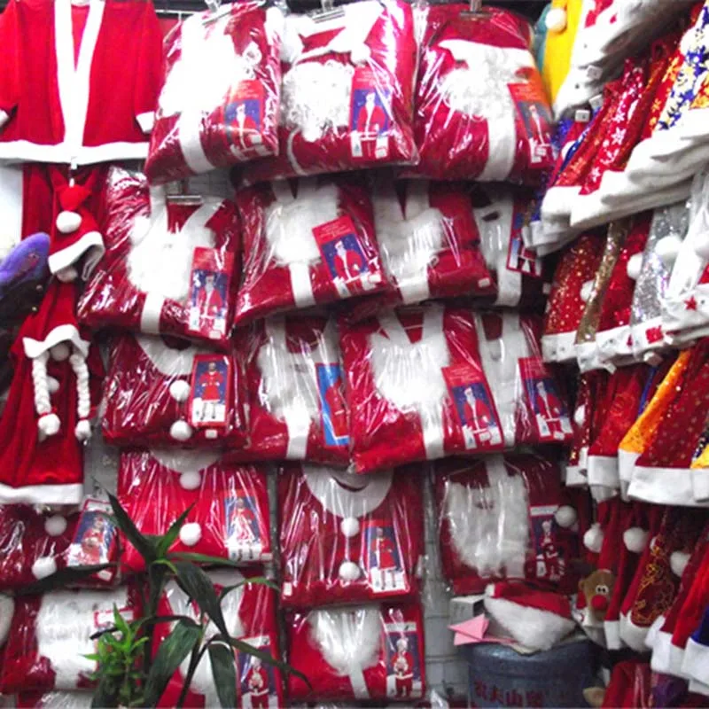 Комплект из пяти предметов Рождественская одежда шапка бородка костюм Санта