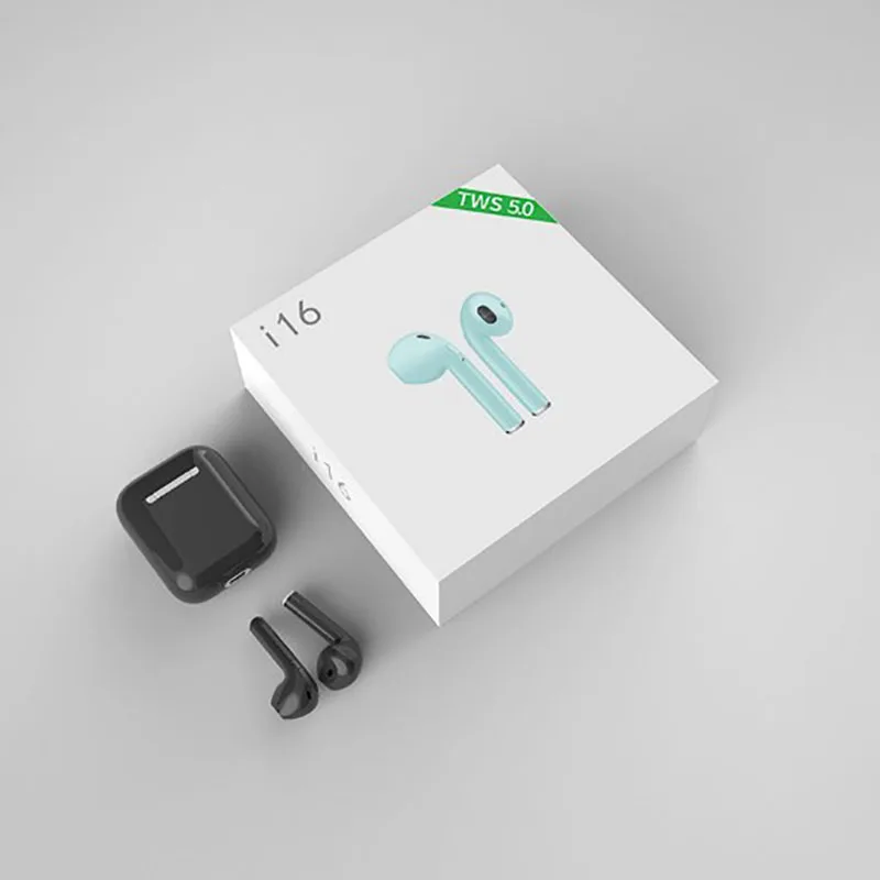 black Наушники-вкладыши TWS с i16 Смарт Bluetooth 5,0 earfoes наушники затычки для ушей бинауральные стерео наушники с Подавлением Шума водонепроницаемые сенсорное управление siri зарядным устройством - Цвет: black