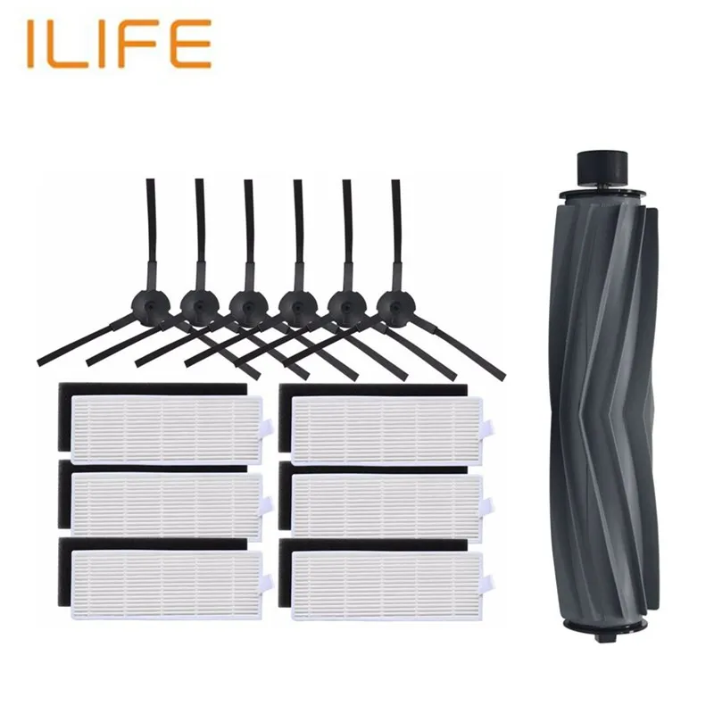 ilife-a6a8ZUHE19 Роликовая основная щетка HEPA фильтр боковые щетки для chuwi Ilife A8 A6 X620 X623 Запчасти для пылесоса аксессуары для замены - Цвет: ilife-a6a8ZUHE19