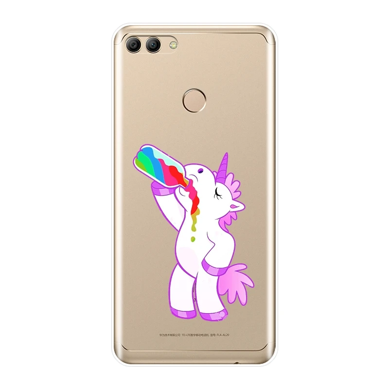 Мягкий силиконовый чехол Kawaii Unicorn Для Huawei Y3 Y5 Y6 II Y7 Pro задняя крышка для Prime 2017 2018 Y9