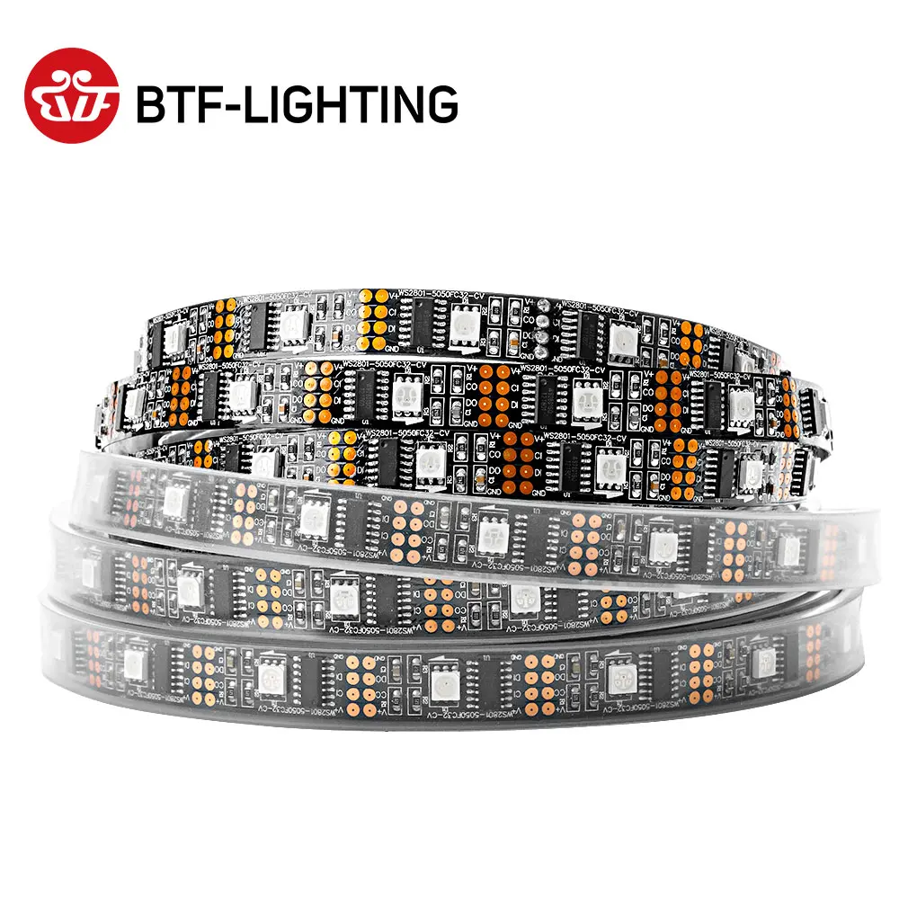 WS2801 RGB светодиодный полосы светильник 5 в 1 м 2 3 4 32 s 2801 чип индивидуально