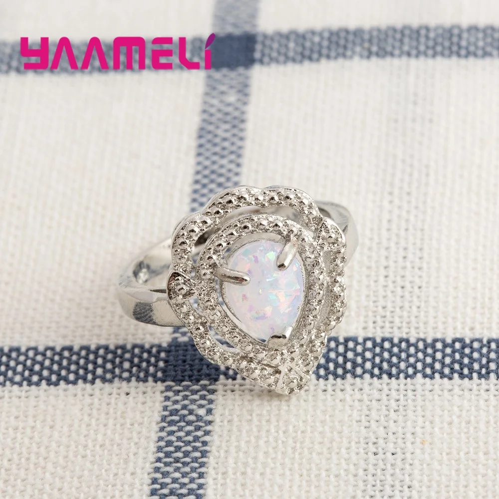 

Wedding Ring Water Drop Opal Stone For Women 925 Sterling Silver Jewelry Love around Crystal Gift New Arrival Accessories