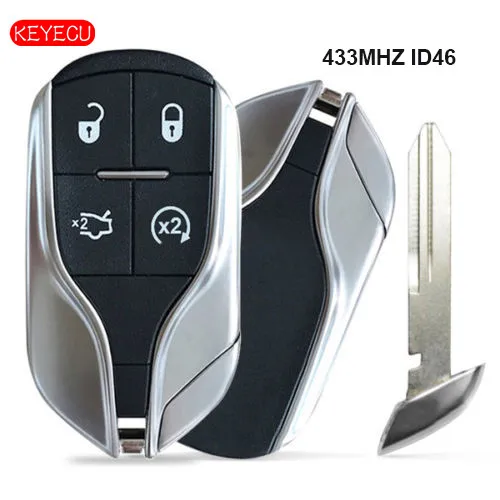 Keyecu дистанционный смарт ключ брелок 4 кнопки 433 МГц ID46 чип для Maserati Ghibli Quattroporte 2012