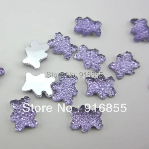 

Free shipping 30pcs 12*10mm light purple bear head shape flatback resin rhinestone DIY