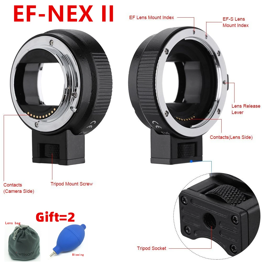 

Автофокус AF EF-NEX II переходное кольцо для объектива Canon EF EF-S к креплению sony NEX E 3N 5N 5R A7 A7R A7S A7II A5000 A6300