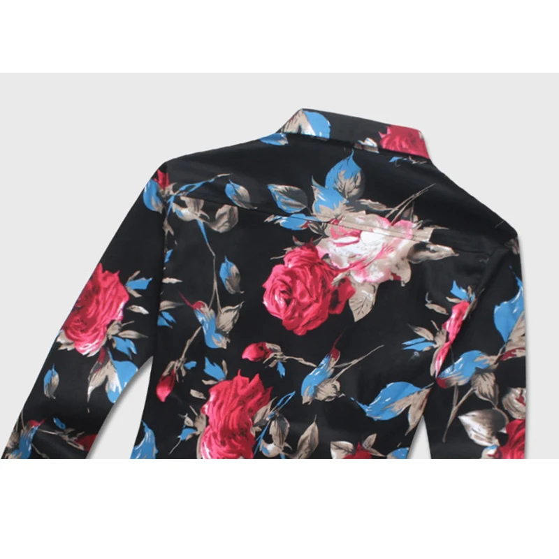 Модные напечатанные Для мужчин Рубашка с отворотом длинными рукавами и отложным