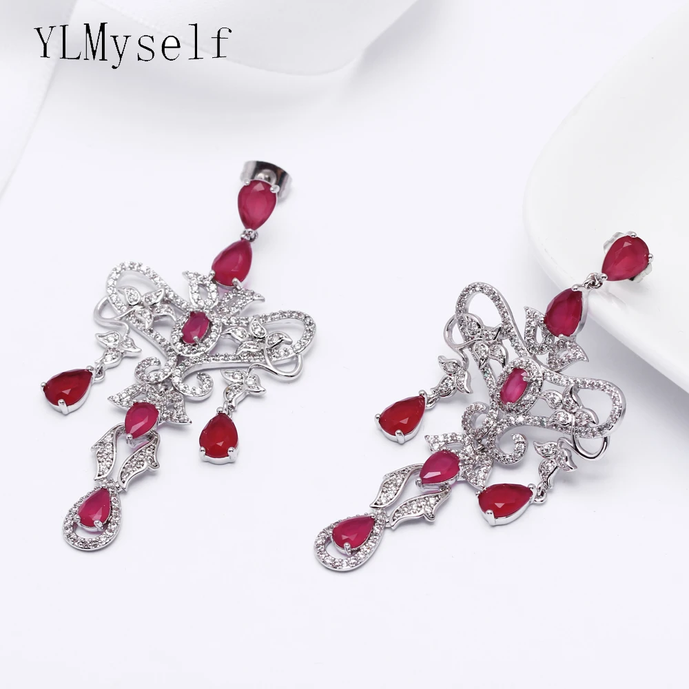 

New summer drop earrings for women red stones fast delivery jewelry big jewellery fashion Bohemia long earring