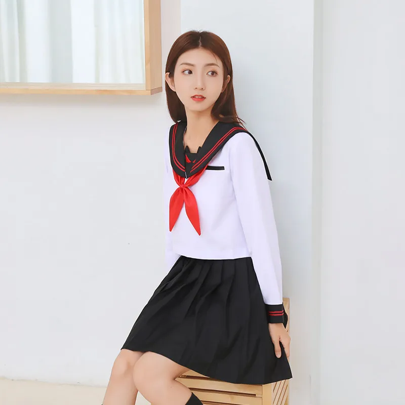 UPHYD Лидер продаж Kawaii школьная форма S-XXL матросские Костюмы топ+ юбка+ галстук для девочек-подростков японское аниме униформа