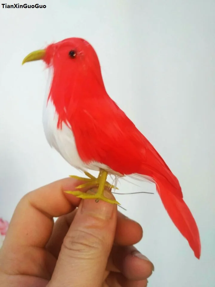 

about 14cm simulation bird hard model foam&feathers red bird prop,home garden decoration gift s1271