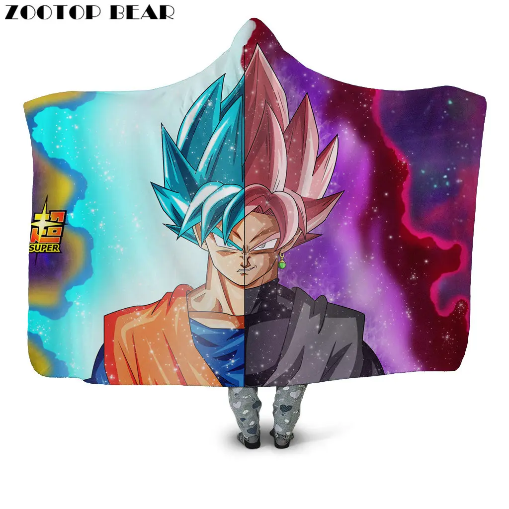 HB126W Супер Saiyan одеяло с капюшоном плюшевые пальто для взрослых мальчиков аниме 3D принт Dragon Ball модные домашние мягкие офисные одеяла носимые постельные принадлежности - Цвет: HB126W