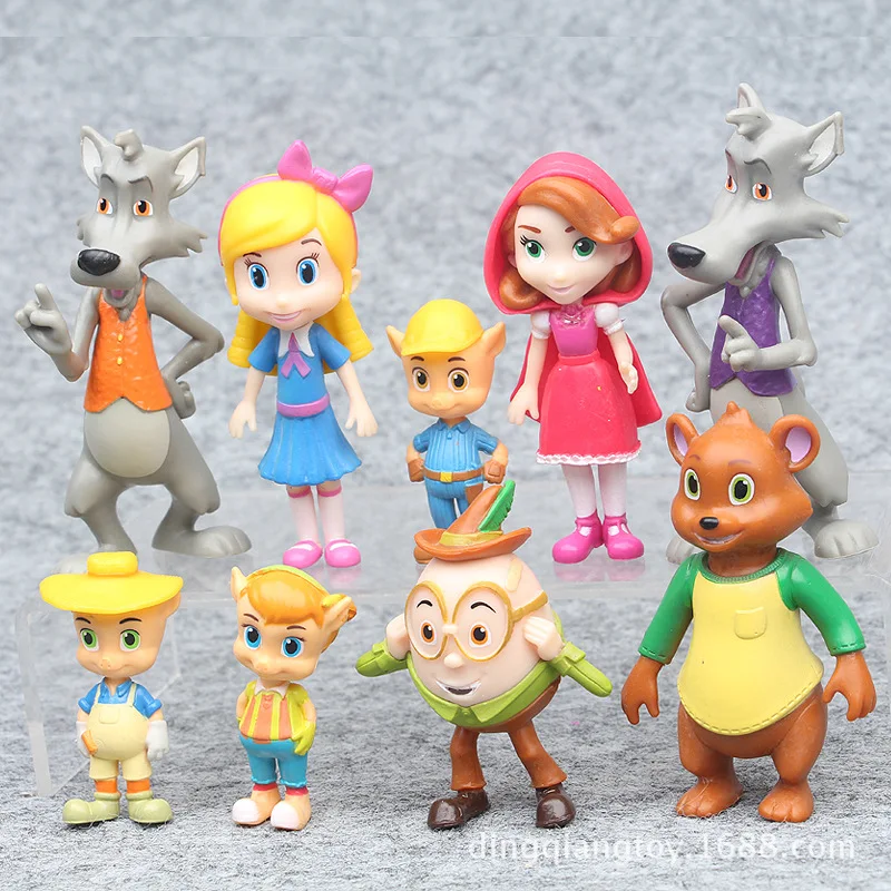 9 шт./компл. Статуэтка Goldie и соединенных игрушек lock Jack Bear Red Big Bad Wolf модель куклы для