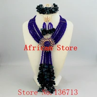 Purple Factory Price Fashion Nigerian Wedding African Beads Jewelry Set Crystal Most Popular African Costume Jewelry Set HD349-2