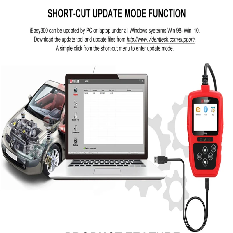 Видент iEasy300 EOBD OBD2 Код ошибки чтения сканер автомобильный диагностический