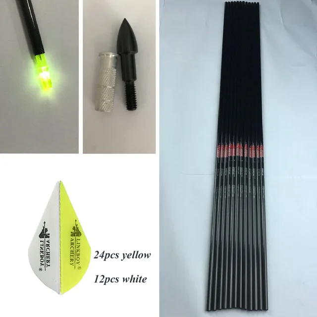 2 Охотничий арбалет 12 шт. 30 ''позвоночник 340 Linkboy стрелы для стрельбы из лука DIY блочный лук чистые углеродные валы лопасти Nocks точки вставки - Цвет: 2