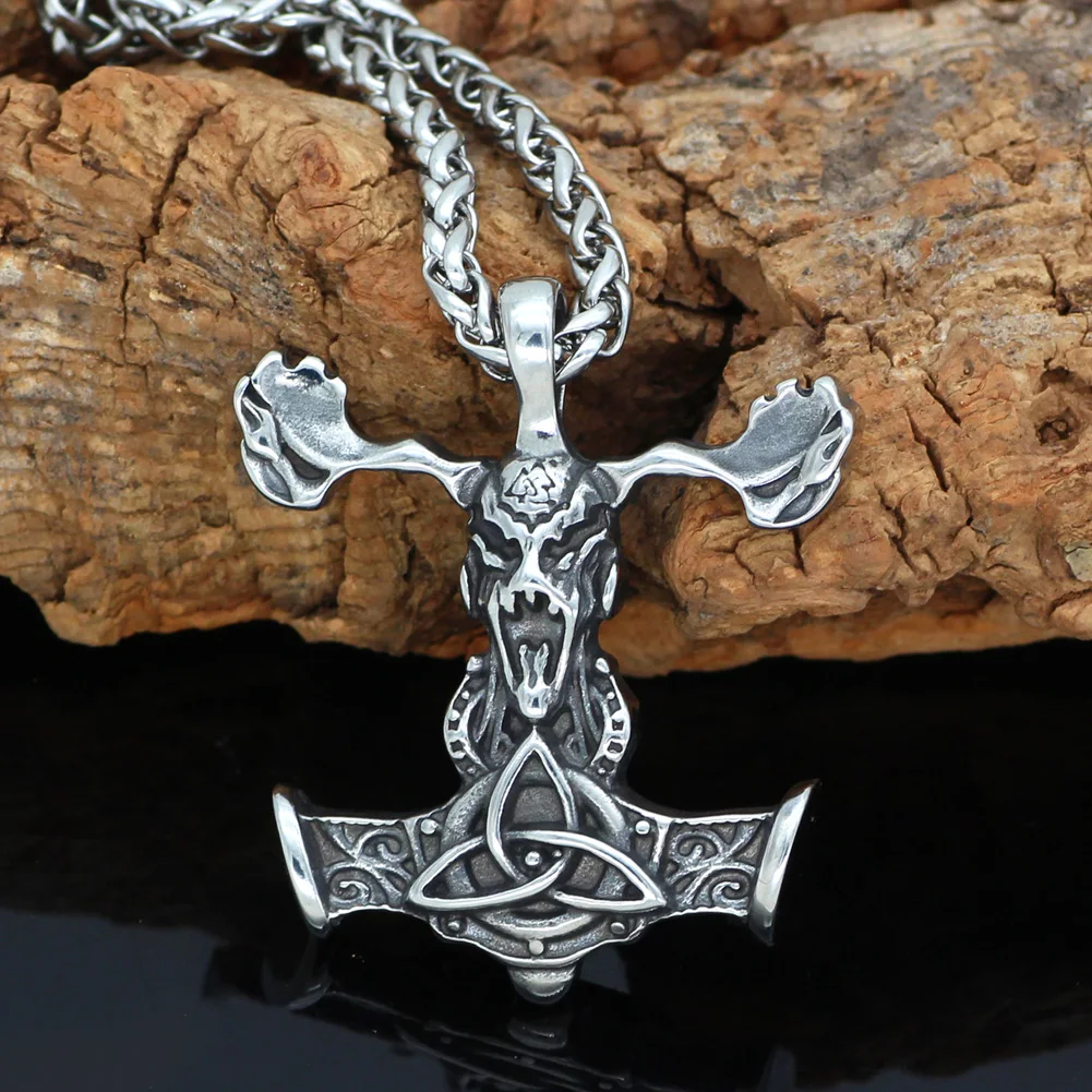 Мужской скандинавский Викинг с узлом thor hammer Talisman MJOLNIR ожерелье из нержавеющей