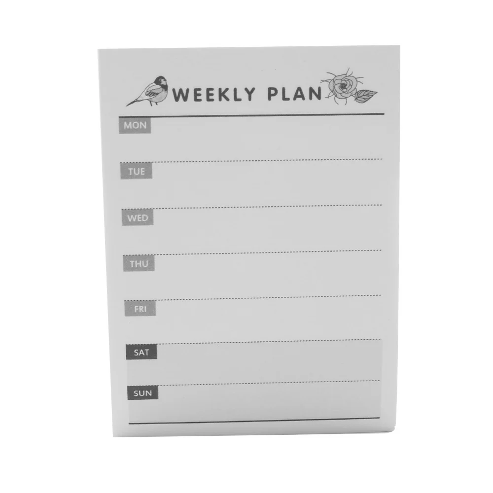 Weekly Plan Милый синей птицы деревьев пересылка цветок еженедельно на работу для планов с липким краем Примечание повестки дня сроки Блокнот для офиса, школы - Цвет: Weekly Plan