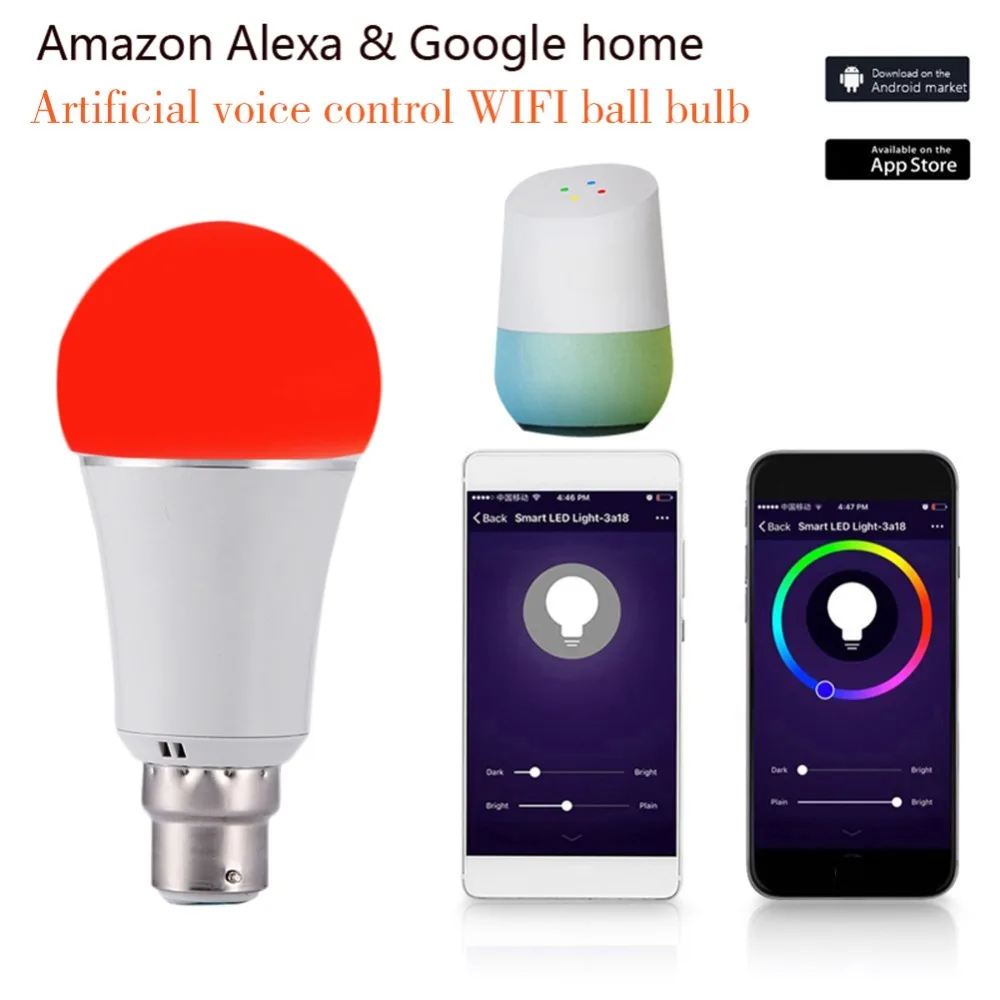 7 Вт E27/E26/B22/E14 умный дом Беспроводной Wi-Fi светодиодная rgb-лампа Поддержка Alexa Google Home