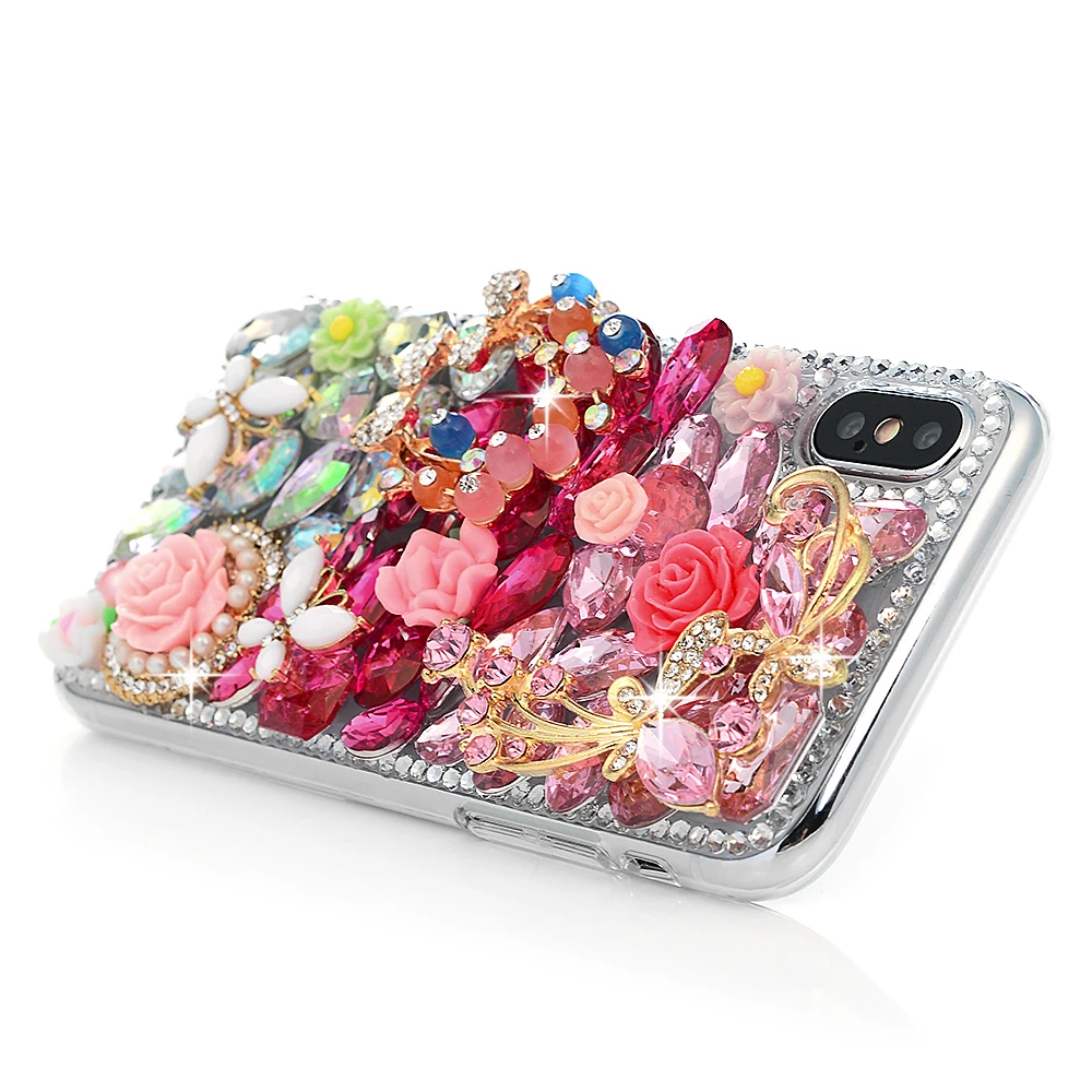 DIY 3D Bling Кристалл Rhinestone задняя Fundas для IPhone X 5 5S SE 7 8 плюс Алмазный Обложка Чехол coque