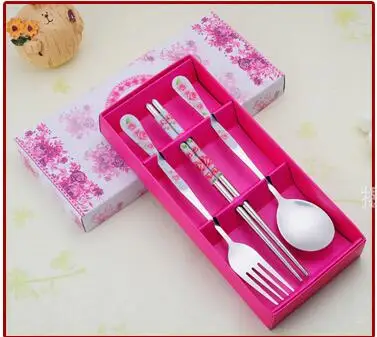 Оптовая цена 200 компл./лот из нержавеющей стали Ложка Вилка и набор палочек для