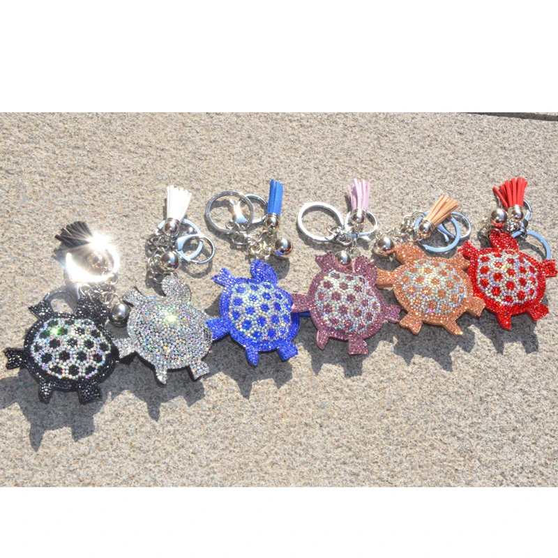 

BONAMIE Turtle Bag Decoration Bag Hanger Ornament Sequins Jewelry Leather Pendant Gift Couple Key Crystal Car Hanger