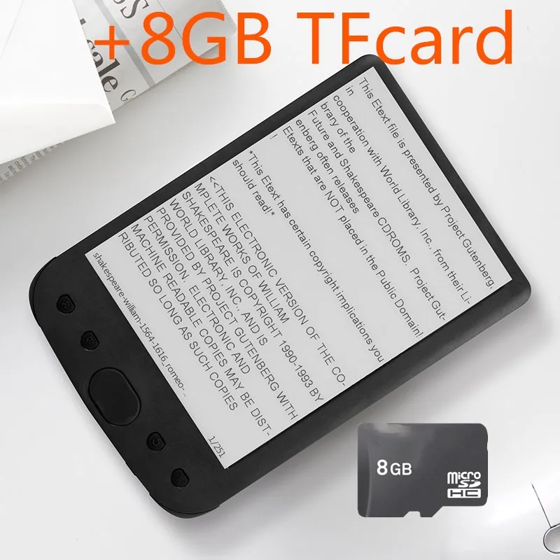 Black " Электронная книга eink+ 8G TF карта E-ink дисплей 6 дюймов электронная книга читатель электронная книга серый читалка разрешение 800x600 дисплей 300 dpi - Цвет: Black