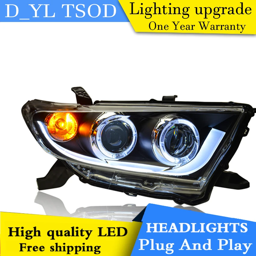 Car Styling For Toyota HIGHLANDER headlights 2012-13 head lamp Angel eye led DRL front light Bi-Xenon Lens xenon | Автомобили и